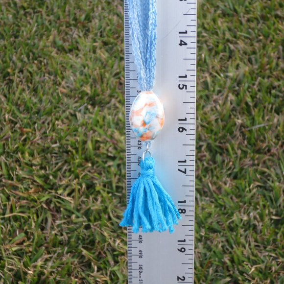 New Boho Fiber & Ceramic Hand Crafted Necklace - Picture 6 of 7